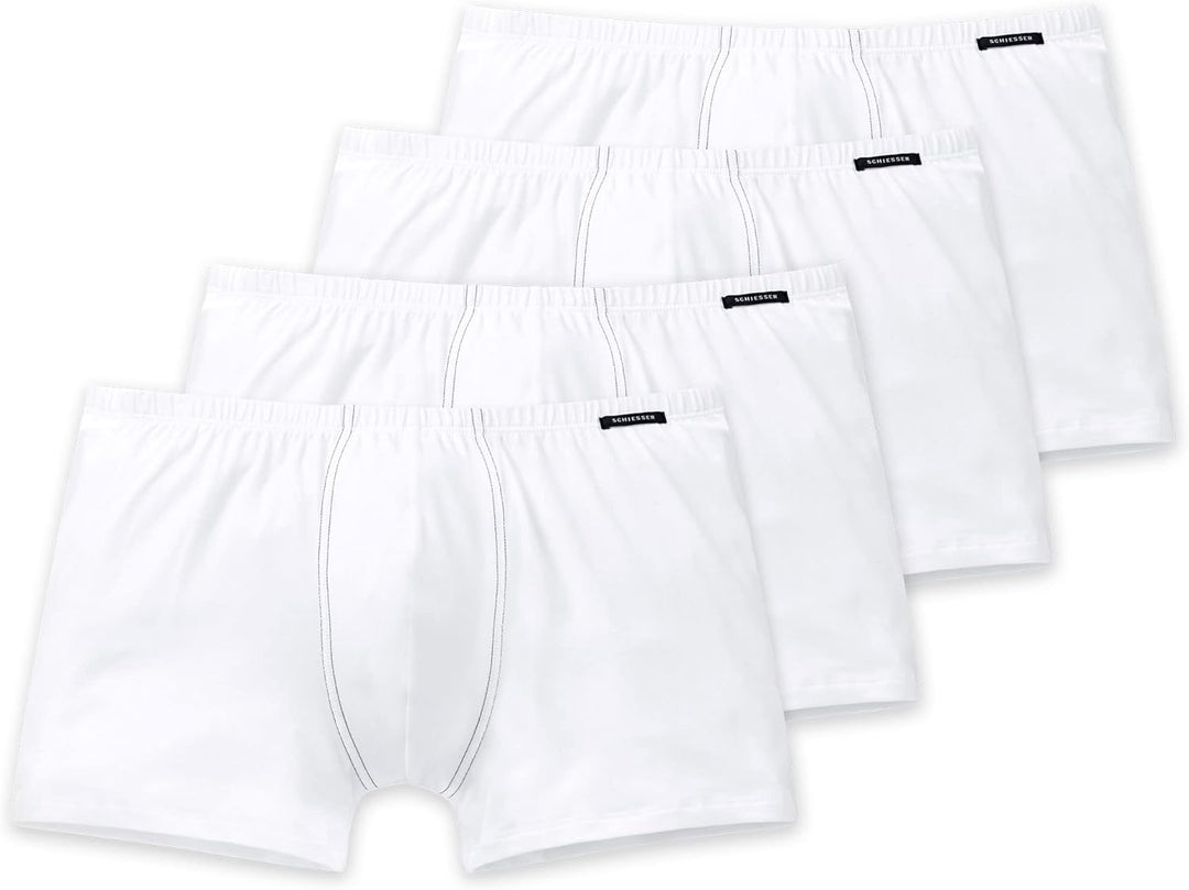 Schiesser Herren 2 PACK Boxershorts mit weichem Bund - Essentials S 4 X Weiss, S 4 X Weiss