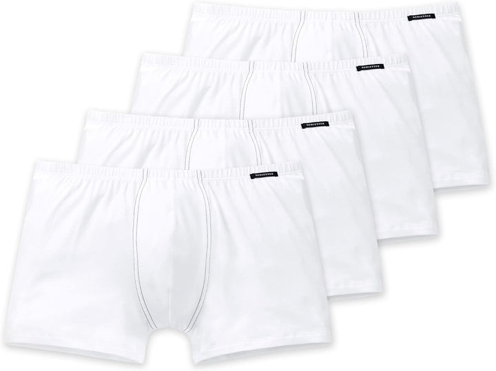 Schiesser Herren 2 PACK Boxershorts mit weichem Bund - Essentials S 4 X Weiss, S 4 X Weiss
