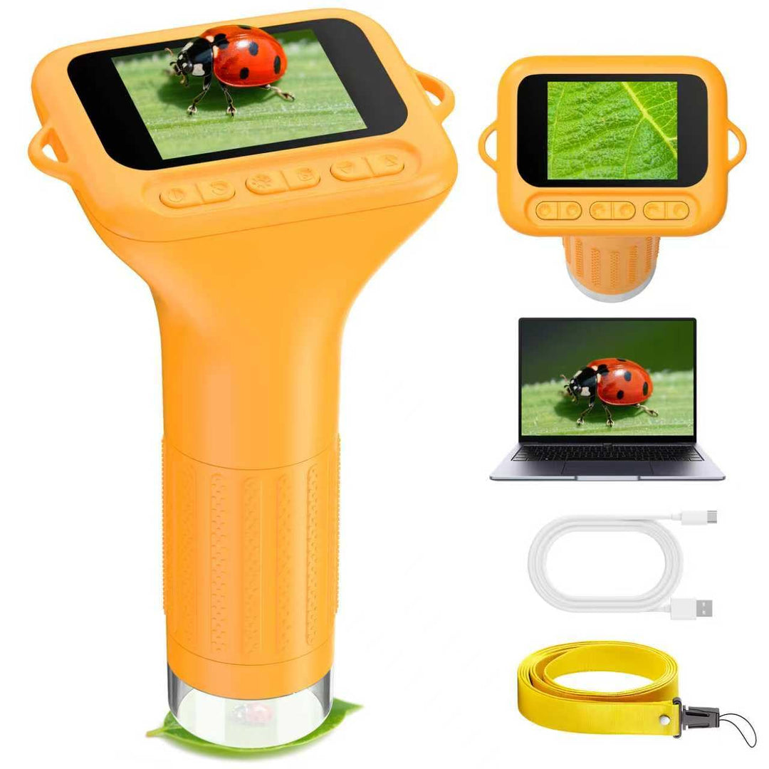 Handy Digitales Mikroskop für Kinder 1000X Tragbares Taschenmikroskop: 2,0" IPS-Bildschirm USB Micro