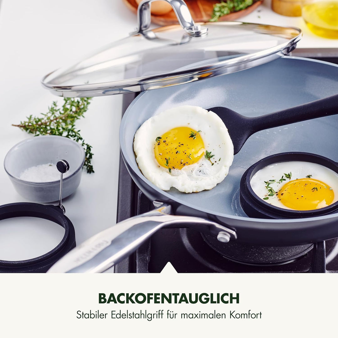 GreenPan Valencia Pro Harteloxierte Gesunde Keramik Anti-Stick 26 cm Bratpfanne mit Deckel, PFAS-fre