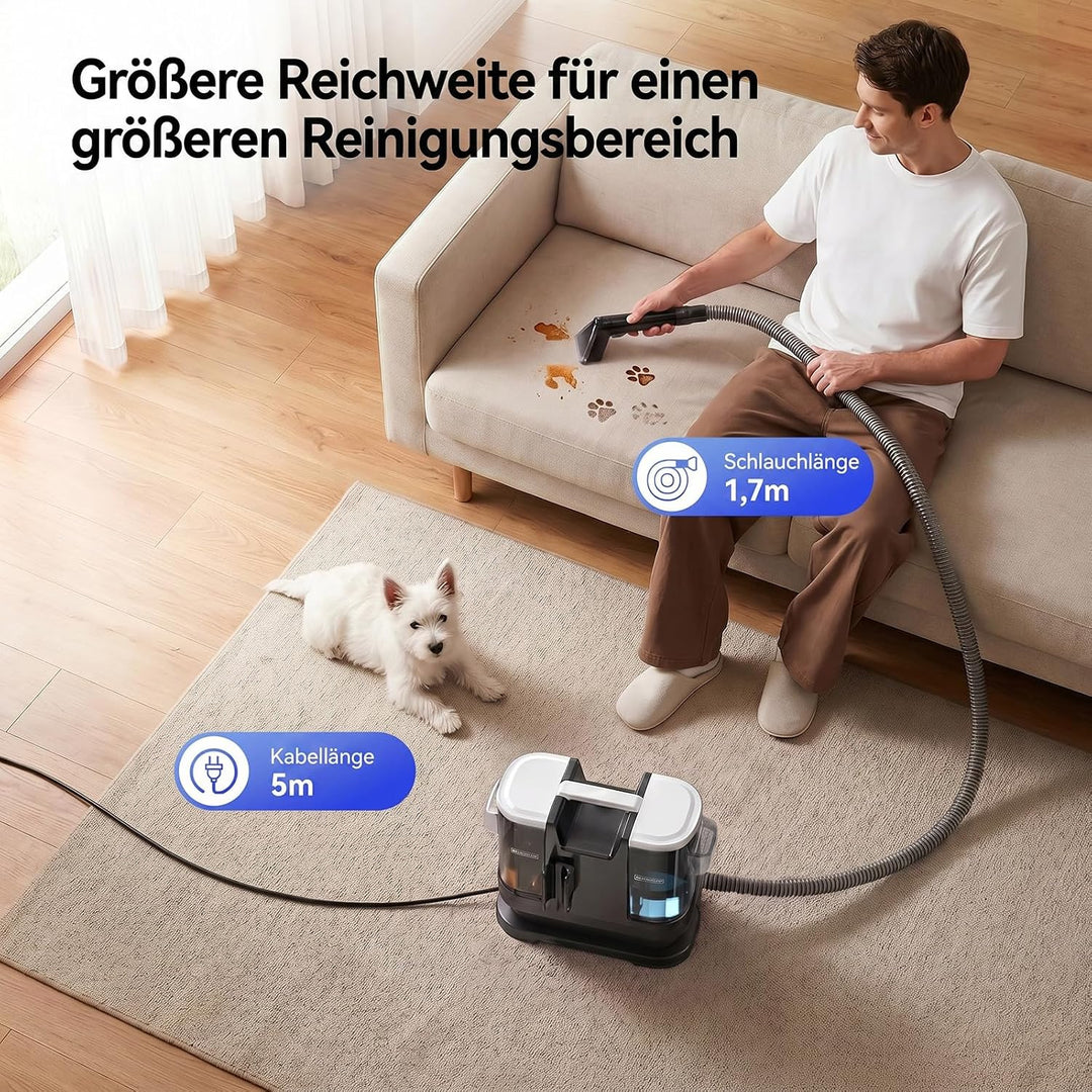Lubluelu Upgrade Nasssauger, 600 W, 22 kPa, mit Selbstreinigung | Tragbarer Waschsauger für Teppiche
