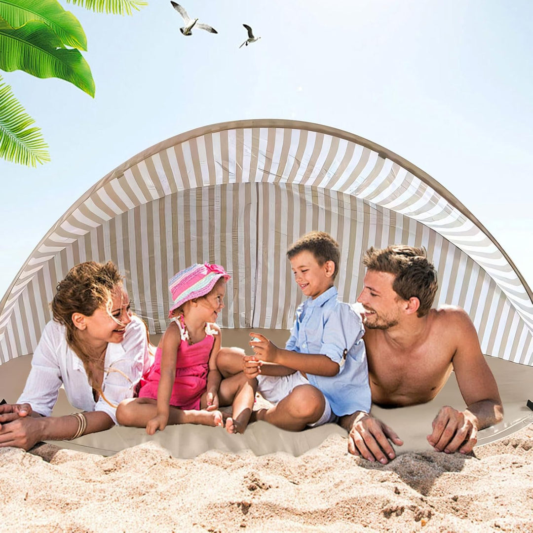 Strandmuschel Pop Up 3-4 Personen, Strandzelt Strand Zelt mit UV-Schutz, Tragbarer Automatisches Win