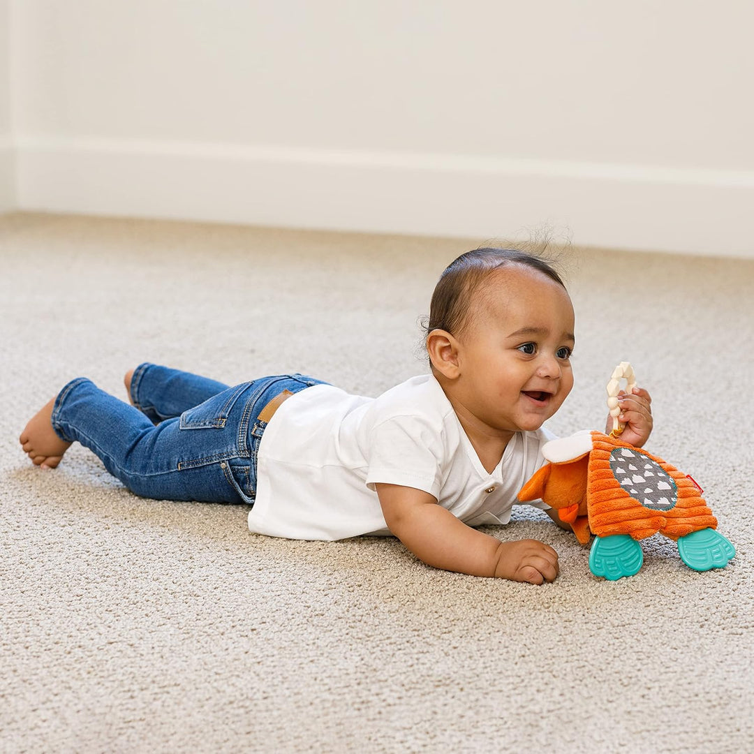 INFANTINO Go Gaga Cuddly Teether Fox, Spielzeug-Fuchs, für die sensorische Erkundung, Teether aus Si