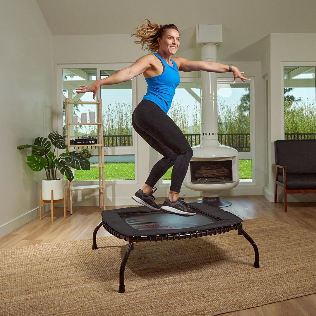 Sunny Health &amp; Fitness Mini-Fitness-Trampolin Ohne Federn – Hochwertiger Rebounder mit Verstellbarem
