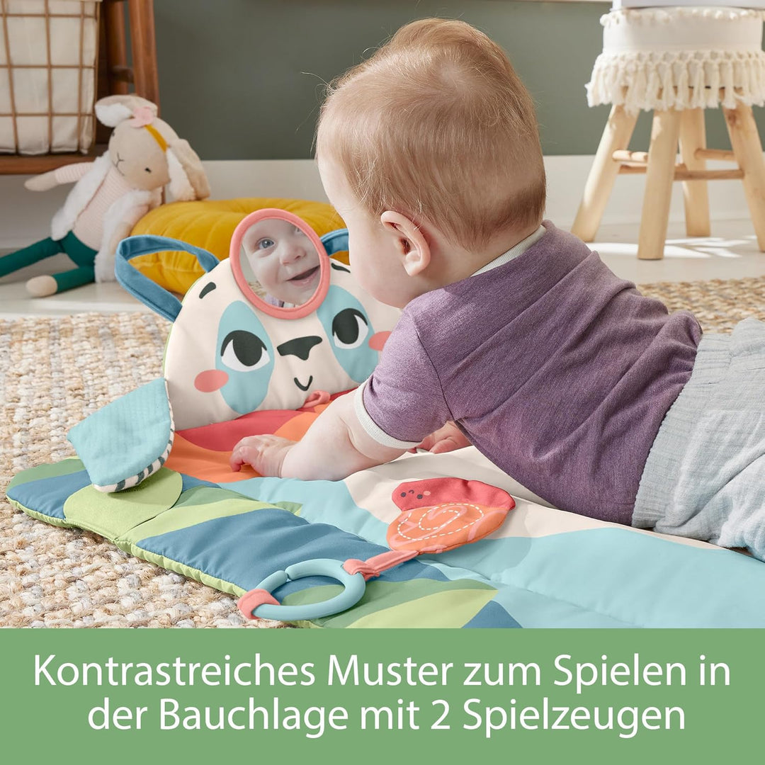 FISHER-PRICE Rolli-Roll Panda Spielmatte - Grosse 3-in-1 Spielmatte zum Mitnehmen, kontrastreiches M