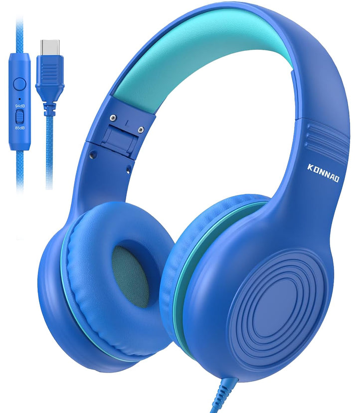 Upgrade USB Typ C Kinder-Kopfhörer, kabelgebundene Kopfhörer für Kinder mit Mikrofon für Jungen und