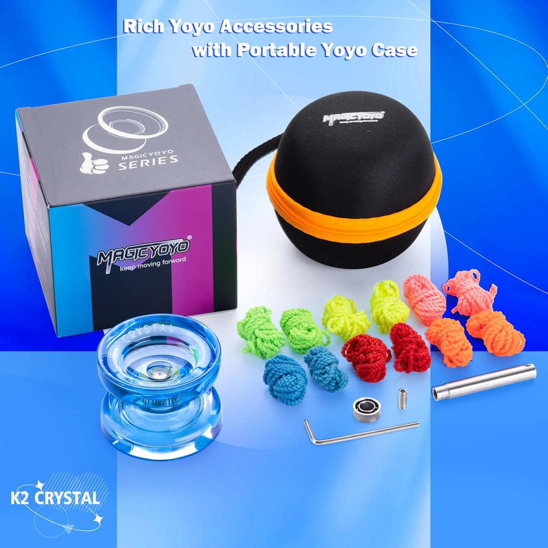 Reaktionsfähiges JoJo für Kinder K2 Crystal Blue, Kunststoff JoJo, professionelles Yoyo mit Nicht re