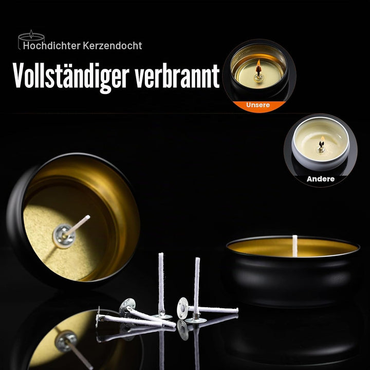 24er Set Schwarz Kerzengläser mit Deckel, 120 ml Weitmundige Leere Gläser für Handgemachte Kerzen, i
