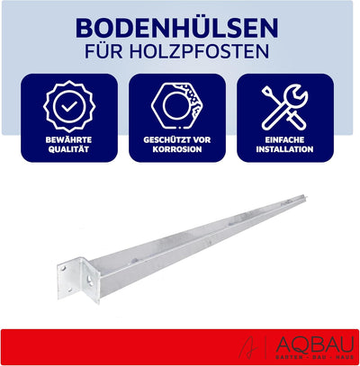 Aqbau® Einschlag-Bodenhülse L 40 x 500 Pfostenträger Einschlaghülse Einschlagbodenhülse feuerverzink