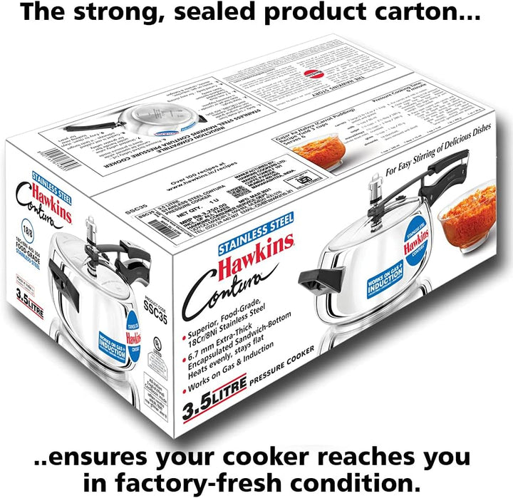 Hawkins SSC35 Schnellkochtopf aus Edelstahl, 3,5 l, silberfarben 3.5 Litre SS Contura Edelstahl, Ind