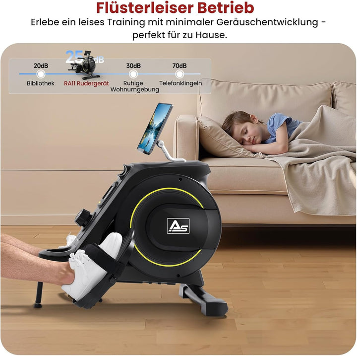 AsVIVA RA11 Rudergerät klappbar, Rudermaschine Heimtrainer mit Magnetbremse, leise, generatorbetrieb