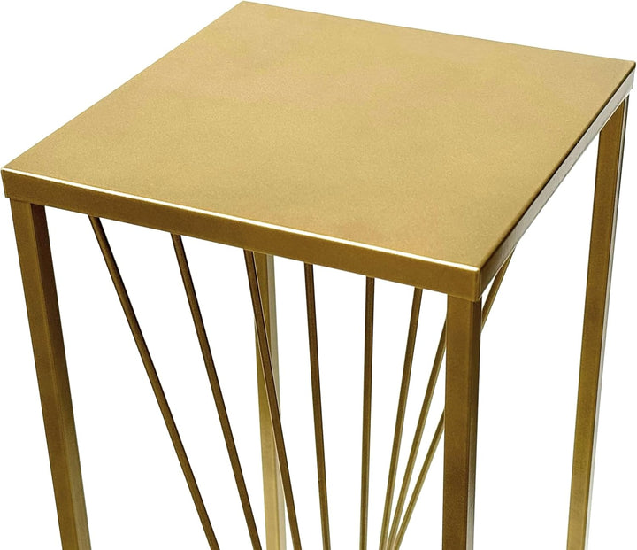 DanDiBo Blumenhocker Metall Gold Eckig 70 cm Blumenständer Beistelltisch 96565 Blumensäule Design Mo