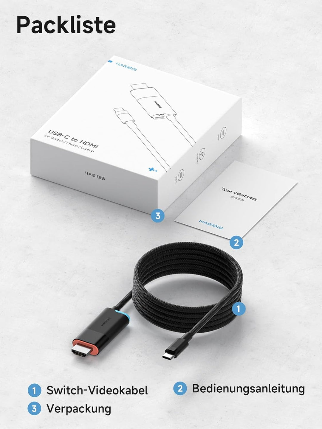Hagibis Switch2 Dock für Nintendo Switch 1/2 & Switch OLED, USB-C-zu-HDMI-Kabeladapter mit 4K@60Hz,