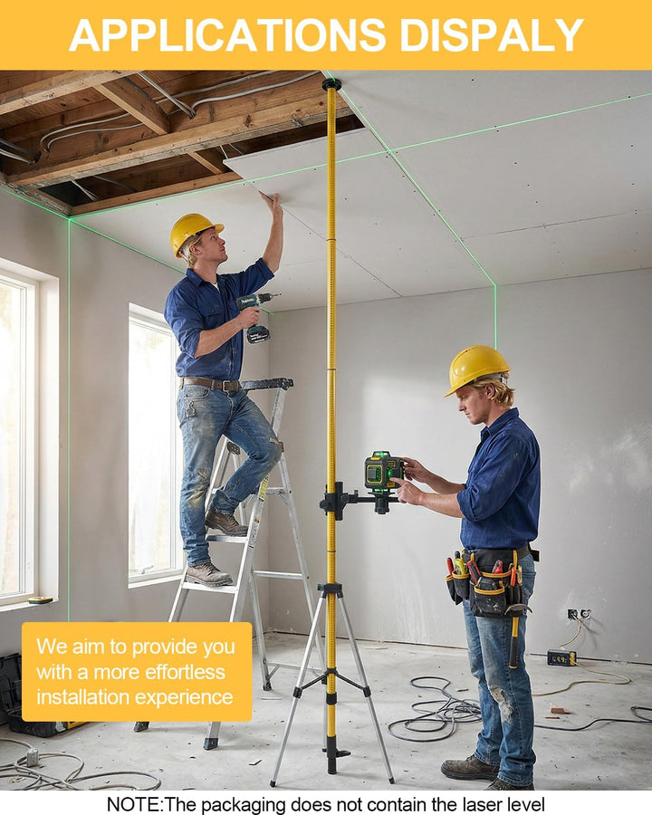 Teleskopstange für Kreuzlinienlaser 3.7m, Teleskopstange Laser mit Stativ und Laser-Halterung 1/4" x