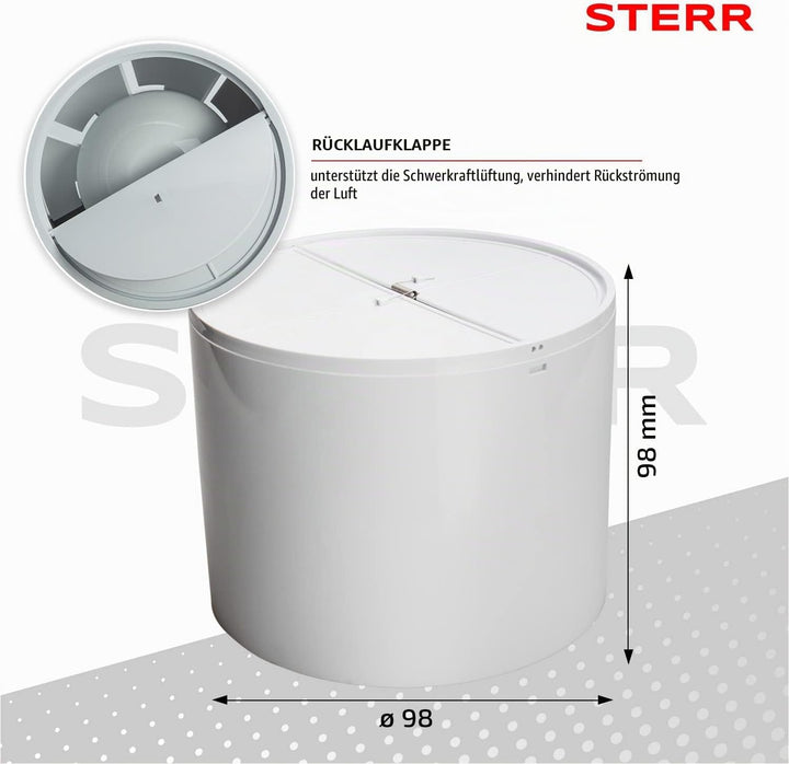 STERR IDM100S Schlanker Rohrventilator 100 mm - Rohrlüfter - Hohe Qualität - Leise - Für Bad WC - Kü