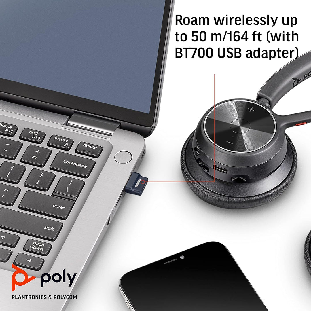 Plantronics Poly – schnurloses Voyager 4320 UC-Headset – Kopfhörer mit Mikrofonarm – USB-C-Bluetooth
