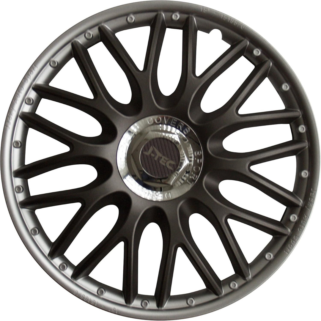 j-tec - Radkappen, 35,6 cm, Orden SR, Graphit/Silber, 4 Stück, 35,6 cm