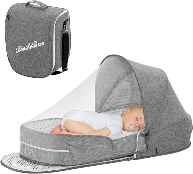 Upgrade Travel Bassinet, Foldable Bassinet, with Mouito Net and Awning, Portable Bassinets, Bed Bass