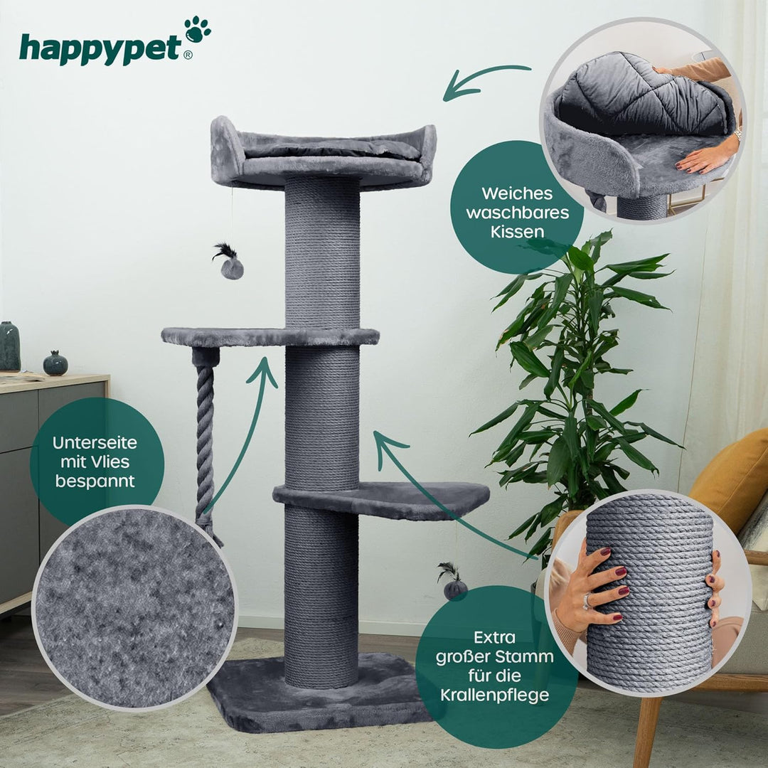 HAPPYPET Premium Kratzbaum Grosse Katzen Stabil 'Freddy' – 150 cm Grosser Katzenbaum, Kletterbaum fü