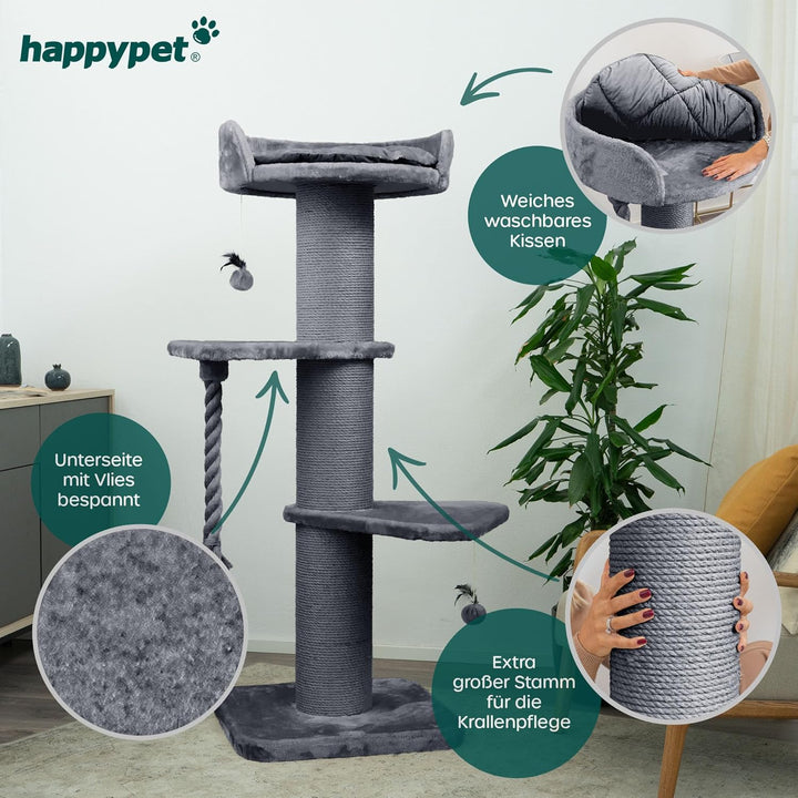 HAPPYPET Premium Kratzbaum Grosse Katzen Stabil 'Freddy' – 150 cm Grosser Katzenbaum, Kletterbaum fü