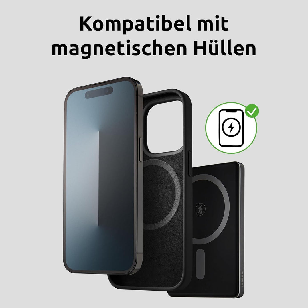 Intenso MW5000 Magnetische Powerbank 5000 mAh – MagSafe kompatibel, Wireless Charging 15W, USB-C PD