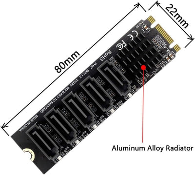 chenyang CY 2280 M.2 NGFF Key B+M SATA auf SATA 3.0 6Gbps 5 Ports PM Funktion Konverter Adapter JMB5