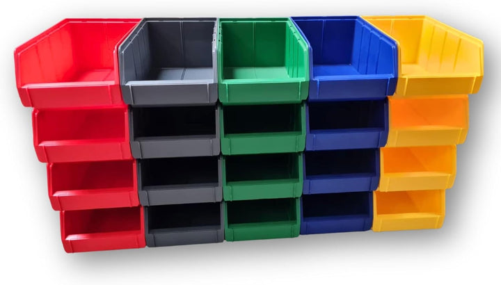 Rodopi 16er Set Stapelboxen, Grösse L | Sichtlagerkästen 335x209x152mm | Robuste Lagerboxen für Werk