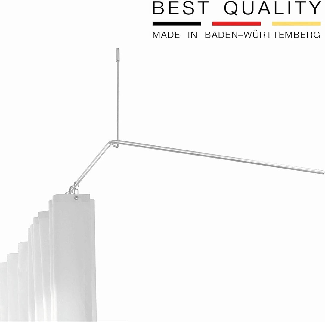 PHOS Design, DSE1200, Eck-Duschvorhangstange 120 x 120 cm, massiver Edelstahl matt gerbürstet, Winke