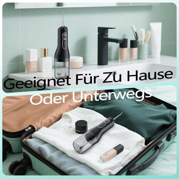 Munddusche Kabellos Elektrischer, Munddusche Testsieger 2025, 40 Tage Laufzeit, IPX7 Wasserdicht, 4