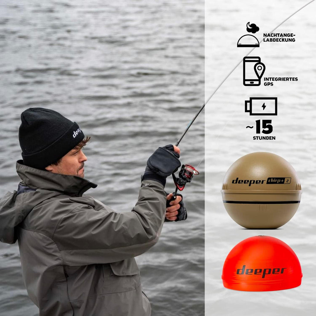 Deeper Chirp+2 Auswerfbarer und portabler GPS-gestützter-Fischfinder mit Langer Betriebsdauer und Na