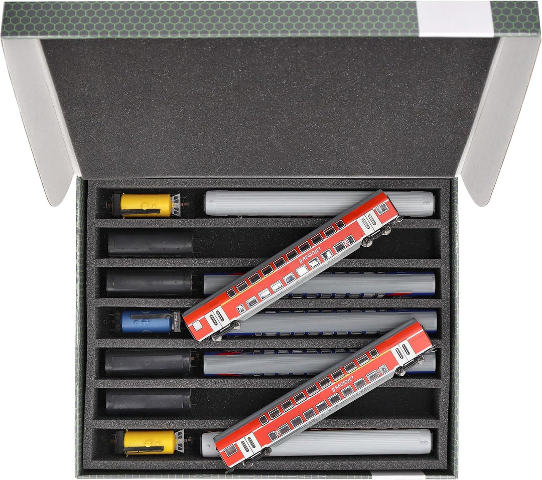 Feldherr Lagerbox FSLB055 für Modelleisenbahn Loks, Wagons und Fahrzeuge - 7 Stege für Spur TT - ste