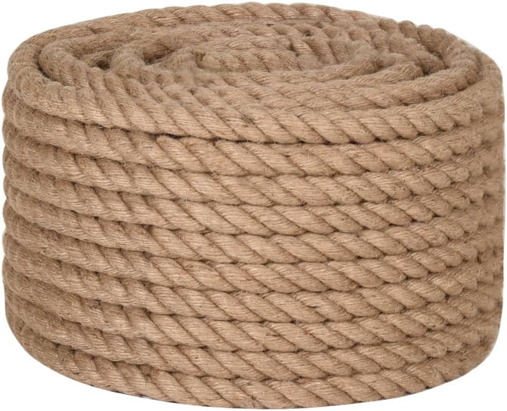 vidaXL Seil 100% Jute 20mm 50m Naturhanf Hanfseil Tauwerk Juteseil Tau Seil 50 m/20 mm, 50 m/20 mm