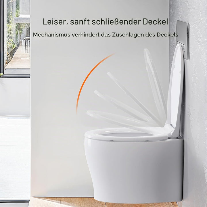 Pipishell Toilettendeckel, WC Sitz mit Absenkautomatik, Quick-Release Funktion für einfach Reinigung