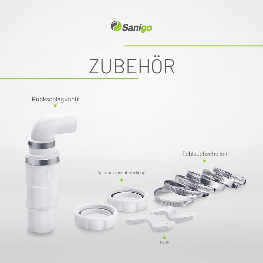 Sanigo SANI-S250C Sanitärzerkleinerer, leiser Abfallpumpe, Hebepumpe, Dusche mit zwei Eingängen, Kup
