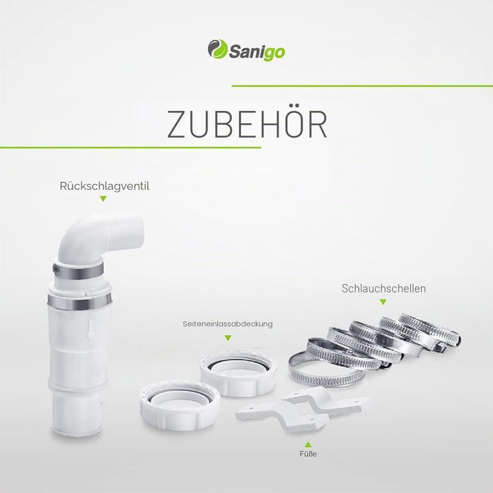 Sanigo SANI-S250C Sanitärzerkleinerer, leiser Abfallpumpe, Hebepumpe, Dusche mit zwei Eingängen, Kup