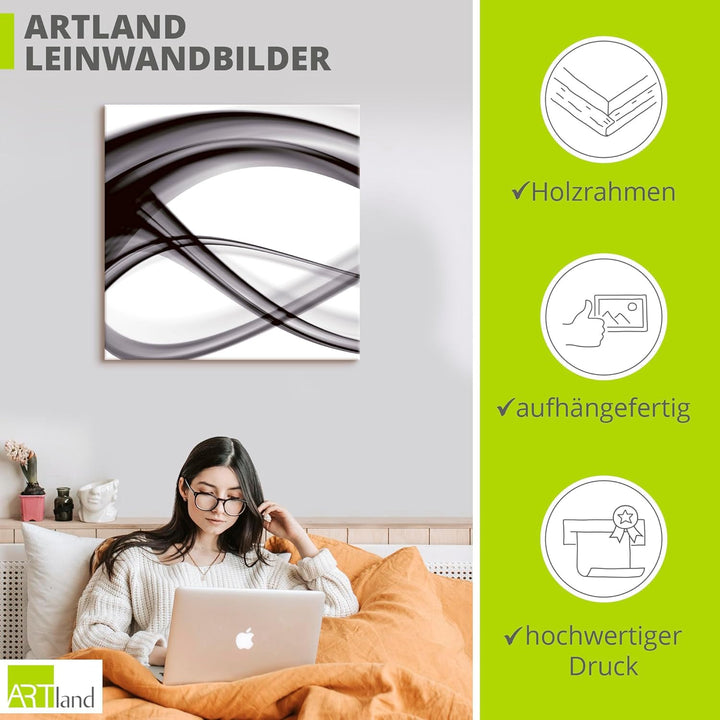 ARTland Leinwandbilder Wandbild Bild auf Leinwand 60x30 cm Abstrakte Bilder Gegenstandslos S7KQ Schw