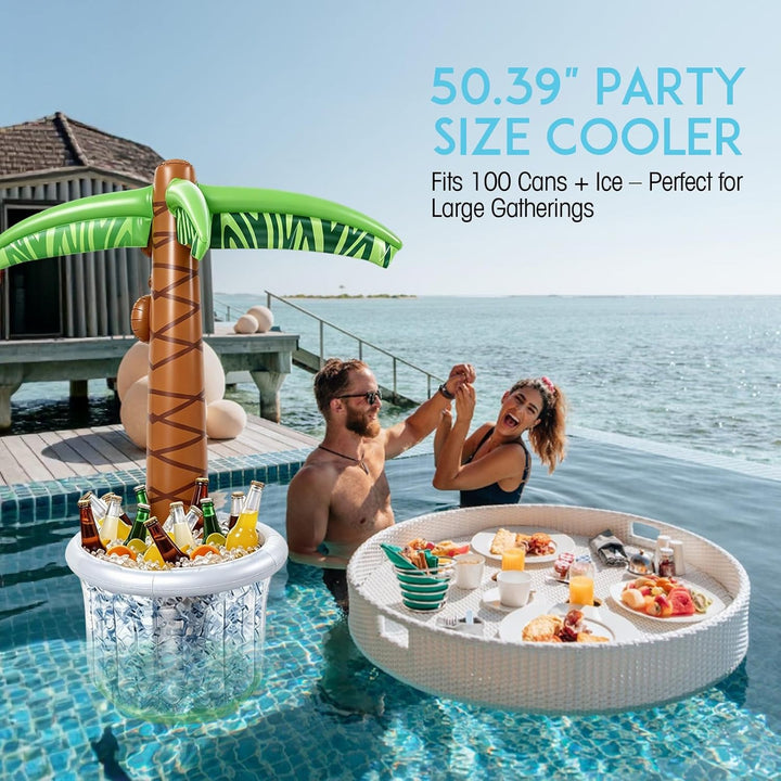 150cm Aufblasbare Palme mit Getränkekühler – Strand & Themeparty Deko – Inkl. Aufblasbarer Getränkeh
