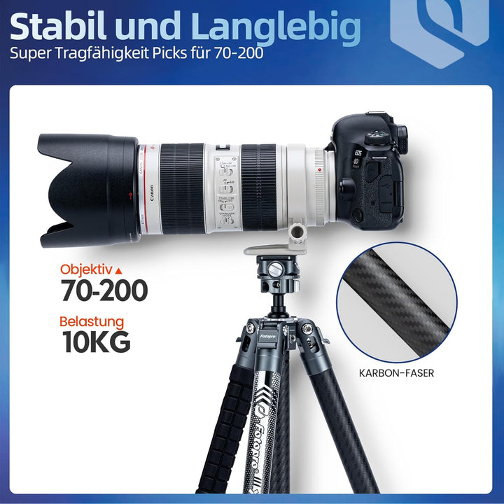 Fotopro X-Aircross 3 Lite 157cm Leichtes Reisestativ Kohlefaser mit Panorama Kugelkopf 0.81kg Ultral