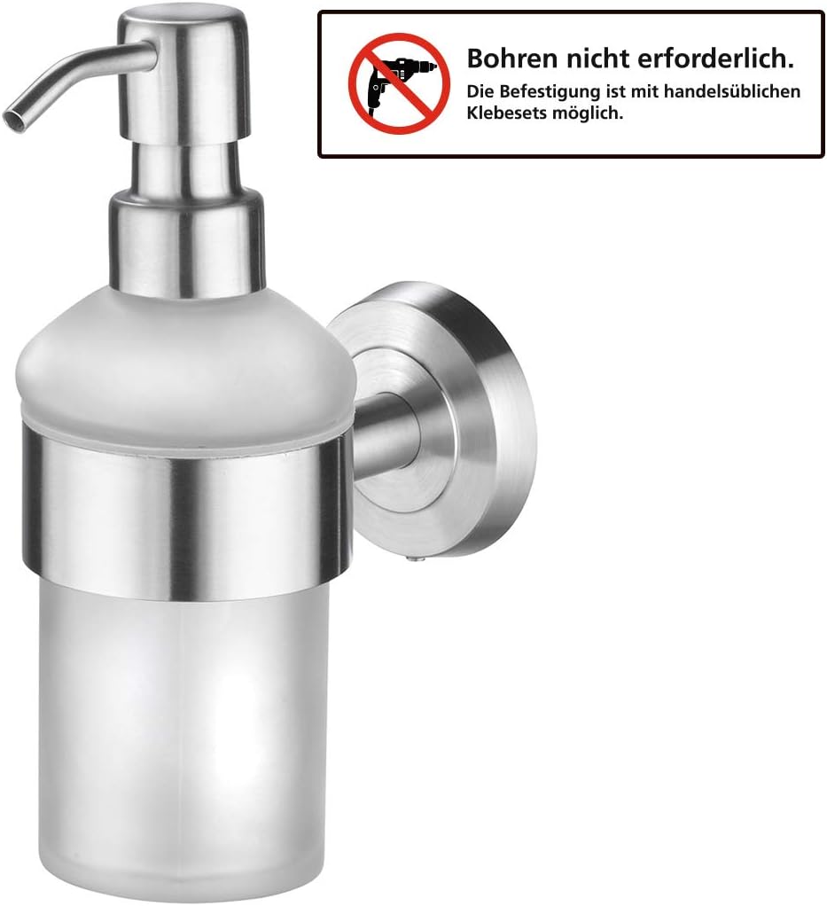 AMARE Seifenspender, Silber, rund Seifenspender m. Wandhalterung Edelstahl, Seifenspender m. Wandhal