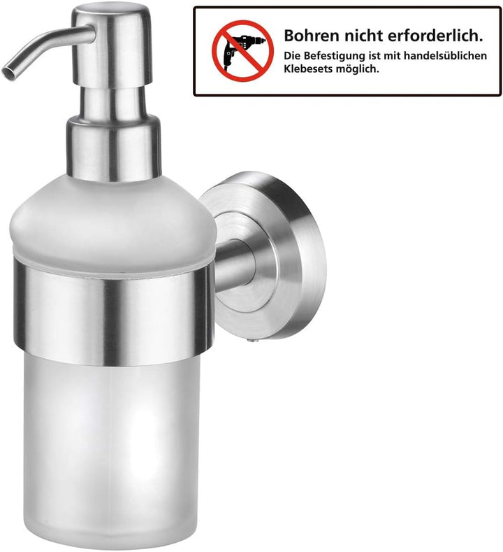 AMARE Seifenspender, Silber, rund Seifenspender m. Wandhalterung Edelstahl, Seifenspender m. Wandhal