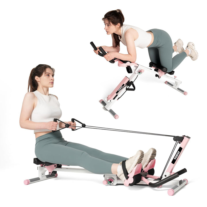 TODO 3 in 1 Rudergerät für zuhause, Multifunctionale Rudermaschine mit 2 Intensitäten Anstellbar, Ab