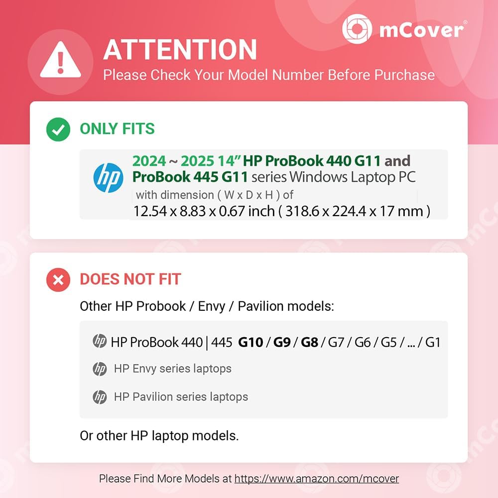 mCover Schutzhülle nur kompatibel mit den (2024–2025) HP ProBook 440/445 G11 Serien, 35,6 cm (14 Zol