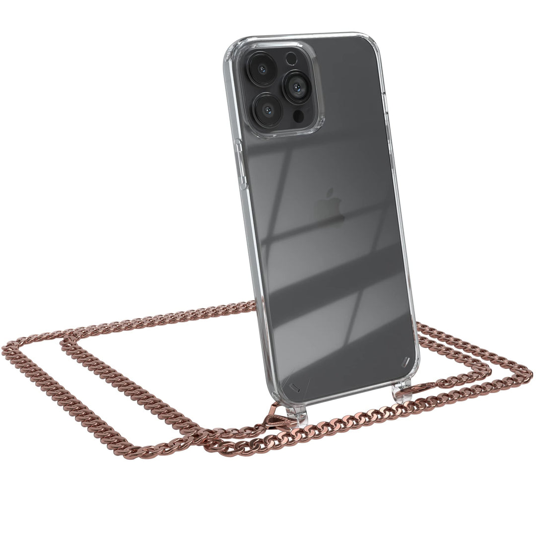 EAZY CASE Handykette kompatibel mit iPhone 13 Pro Max Handyhülle mit Metall Umhängeband und Ersatz K