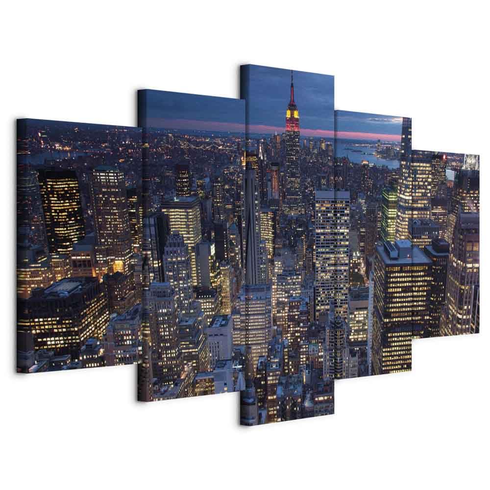 murando - Wandbilder XXL New York 225x112cm 5 tlg - Wand Deko Leinwand Bilder Gross Wanddeko Wohnzim