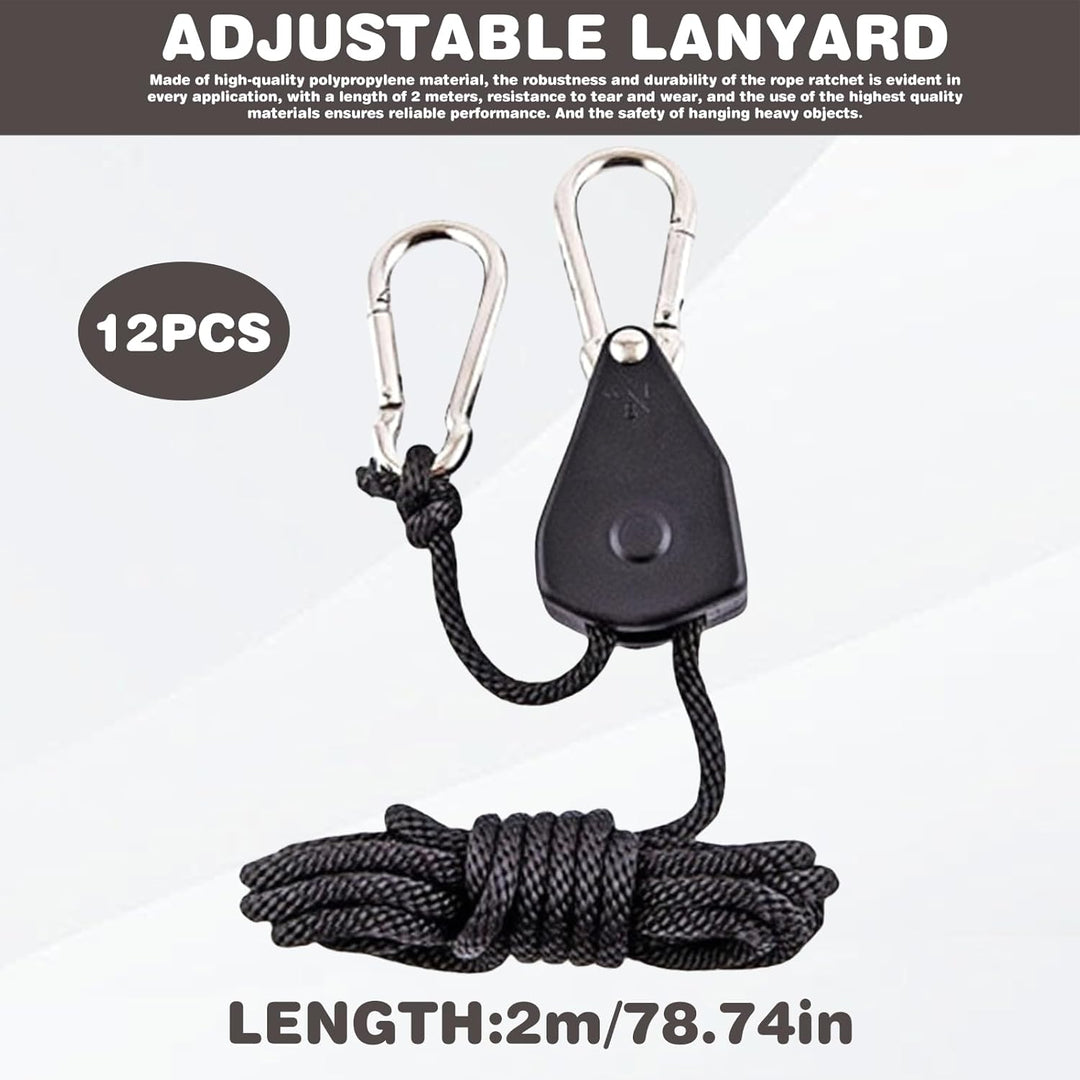 12 Stück Einstellbare Seil Seilhaken: 1/8 Zoll Ratchet Hanger, Seilratsche mit Haken Rope, Seilzugra