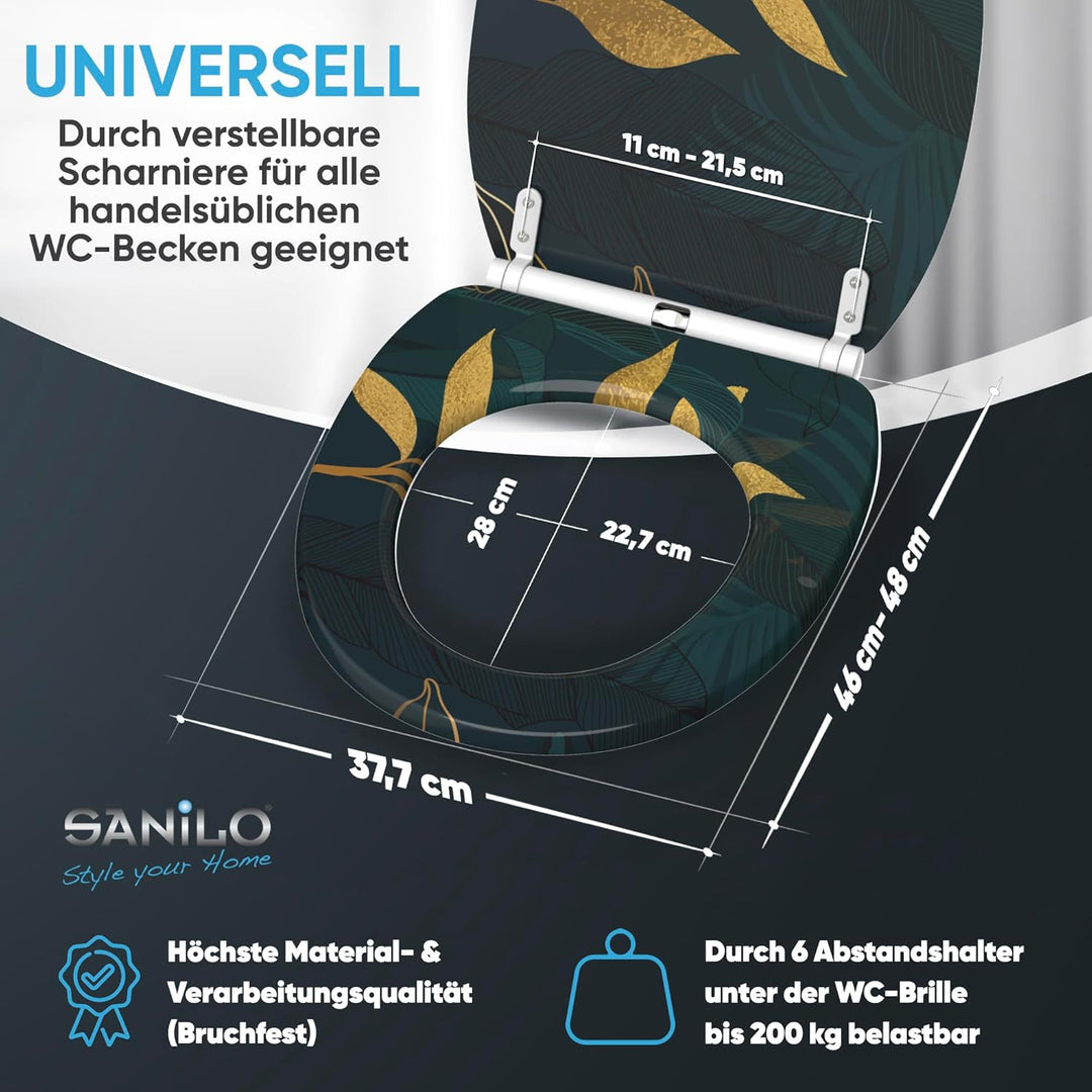 Sanilo WC Sitz mit Absenkautomatik & Schnellverschluss, Toilettendeckel per Knopfdruck abnehmbar, ei