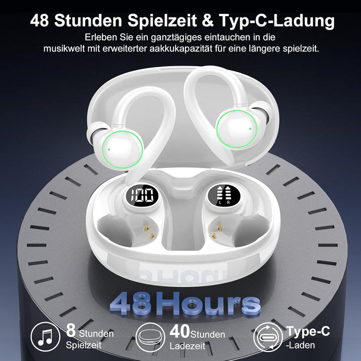 Bluetooth Kopfhörer Sport, Kopfhörer Kabellos Bluetooth 5.3 mit 4 Mic, In Ear Kopfhörer ENC Noise Ca