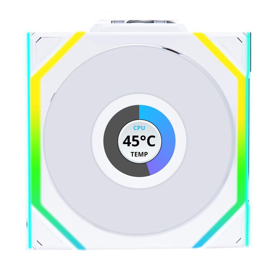 Lian Li UNI FAN SL Wireless LCD Lüfter, ARGB, PWM - Reverse Blade, 120 mm, weiss