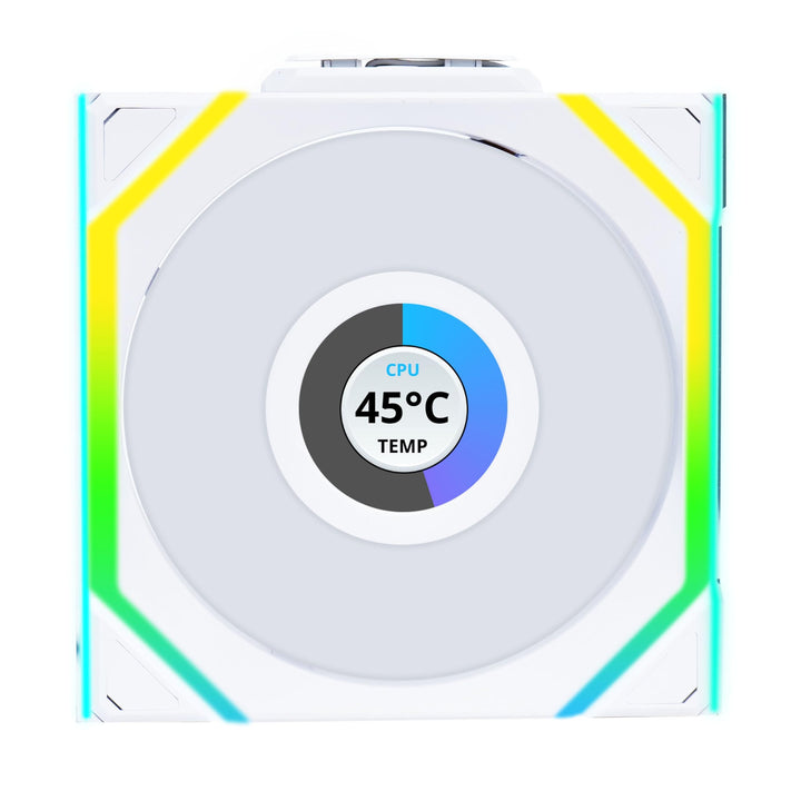 Lian Li UNI FAN SL Wireless LCD Lüfter, ARGB, PWM - Reverse Blade, 120 mm, weiss