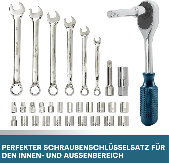 ENVENTOR Werkzeugkoffer Gefüllt 280 tlg - Haushalts Werkzeug-Set mit Schraubendreher Set, Hammer, Za